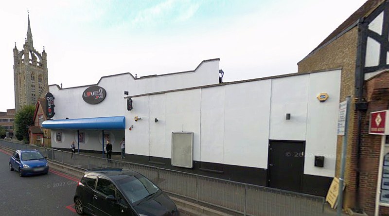 A Google StreetView Image showing Sutton's Love2Love Nightclub in September 2008, formerly the Sutton Picture Theatre, Curzon Cinema - Click to Interact.