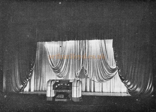 The Compton 3/10 No. A 202 Organ Console risen to stage level at the Granada Sutton, formerly the Plaza Theatre - From the 21st Anniversary edition of the Cinema Organ Society Journal 1973