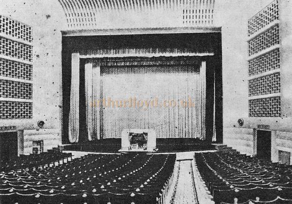 The Interior of the Granada Sutton, formerly the Plaza Theatre as originally built. The lighting was bright enough for Saturday evening patrons to check their football pools against the newspaper results while waiting for the programme to start - From the 21st Anniversary edition of the Cinema Organ Society Journal 1973