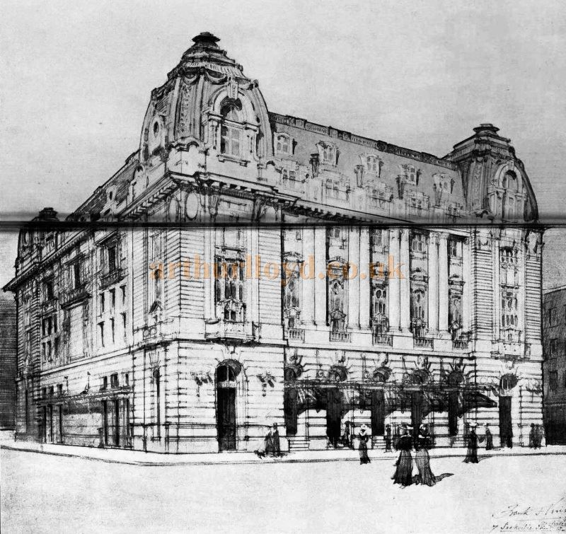 Frank Verity's Proposed Theatre for Charing Cross Road, London (Unbuilt) - From 'The Building News and Engineering Journal, Vol 117, December 1919.