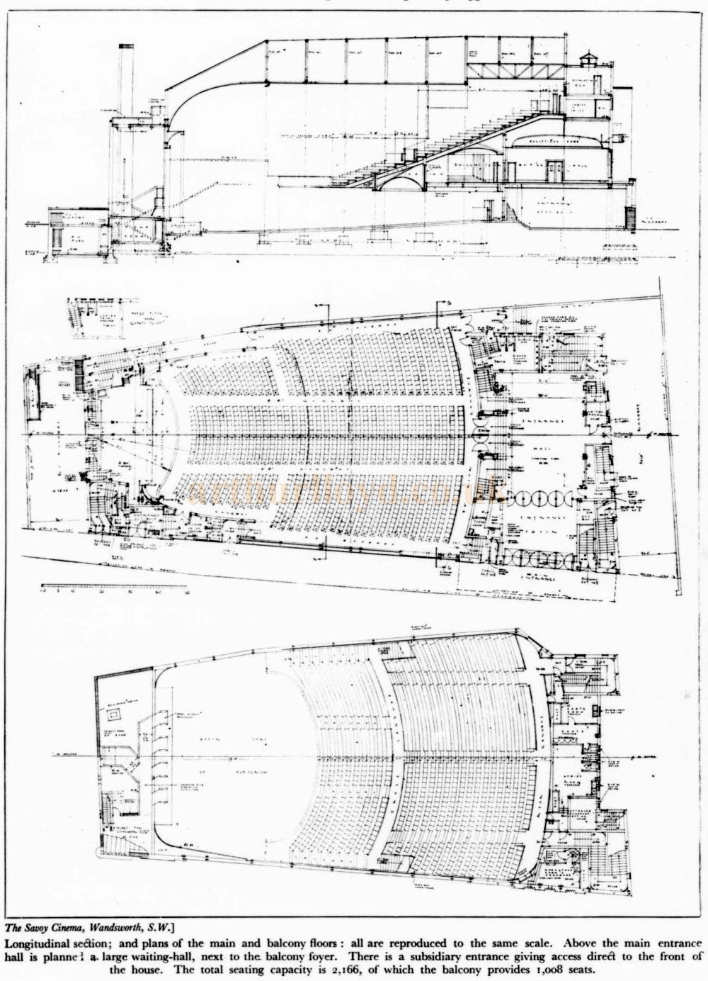 William R. Glen's Plans of the Savoy Theatre, Wandsworth - From The Architect's Journal, 29th of June 1932.