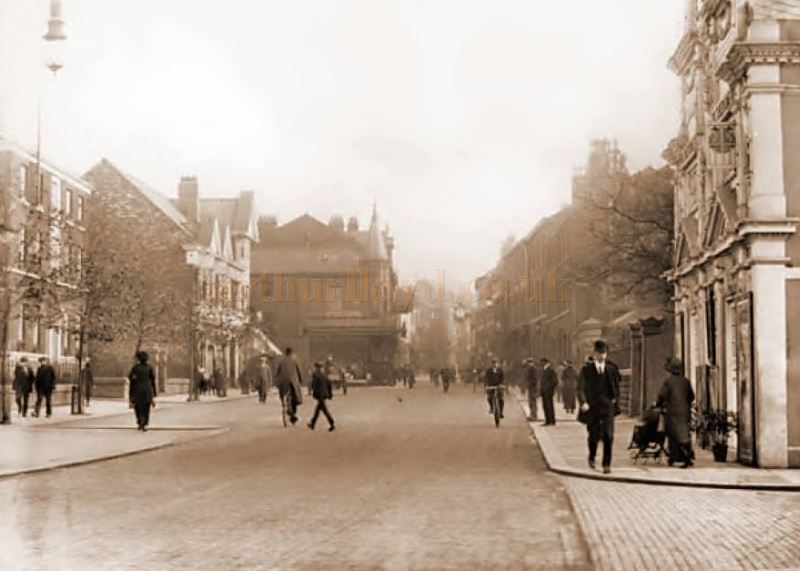 An early photograph of Sanky Street, Warrington showing the Picturedrome to the right - Courtesy Alan Barton and Barry Jones, Warrington Memories.