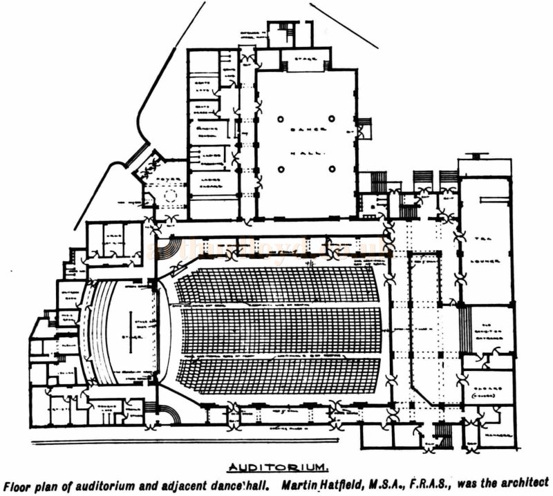 A Floor Plan of the Capitol Cinema, Wembley and its adjacent Dance Hall in 1930 - From the Kinematograph Weekly, 8th of May 1930.