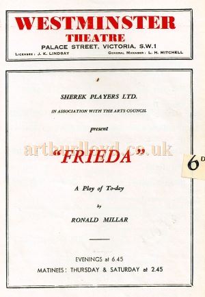 A Programme for 'Frieda' by Ronald Millar which played at the Westminster Theatre in 1946 - Courtesy Michael Jaffé whose Grandfather Carl Jaffé was in the cast.