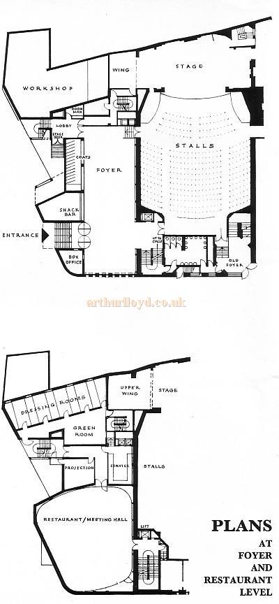 Plans of the Westminster Theatre at Foyer and Restaurant Level in 1966 - From a Souvenir Book for the opening of the Westminster Theatre Arts Centre - Courtesy Richard Leigh.