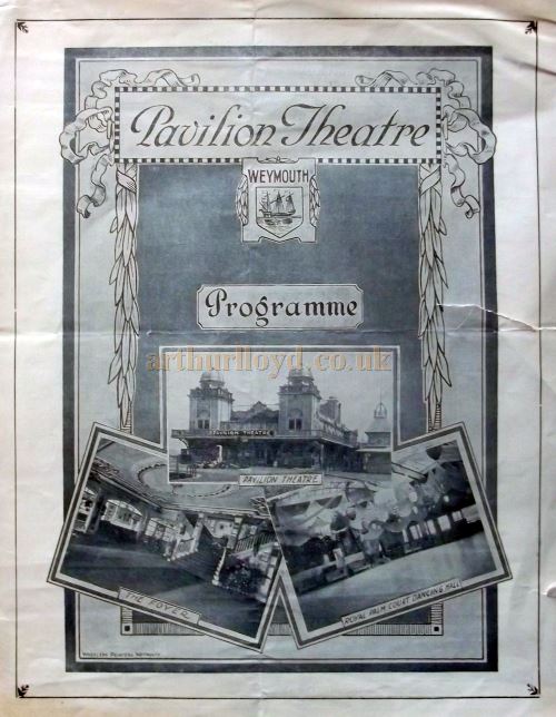 A Programme for the original Pavilion Theatre, Weymouth in 1927 - Courtesy Roy Cross.