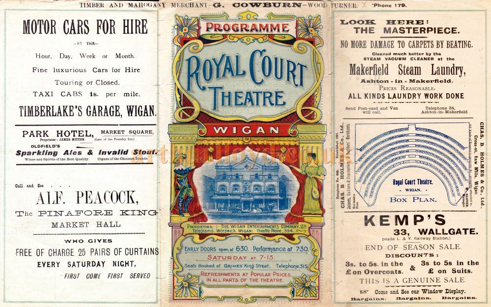 A Programme for 'The Arcadians' at the Royal Court Theatre, Wigan on January the 8th 1912. 