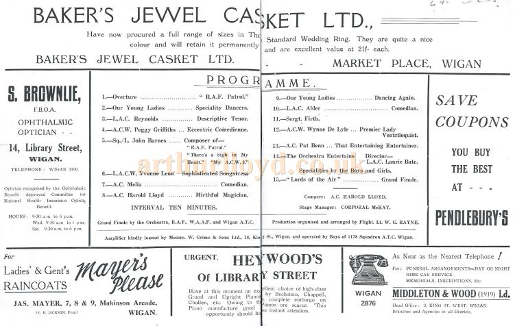 A wartime programme for the R.A.F. production of 'Showboat' at the Ritz, Wigan - Courtesy George Richmond