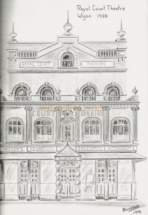 A sketch of the Royal Court Theatre, Wigan in 1920 and drawn in 1976 - Courtesy George Richmond.