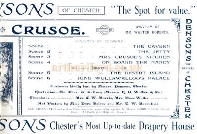 A programme for a twice nightly production of 'Robinson Crusoe' at the Wrexham Hippodrome in January 1923. 