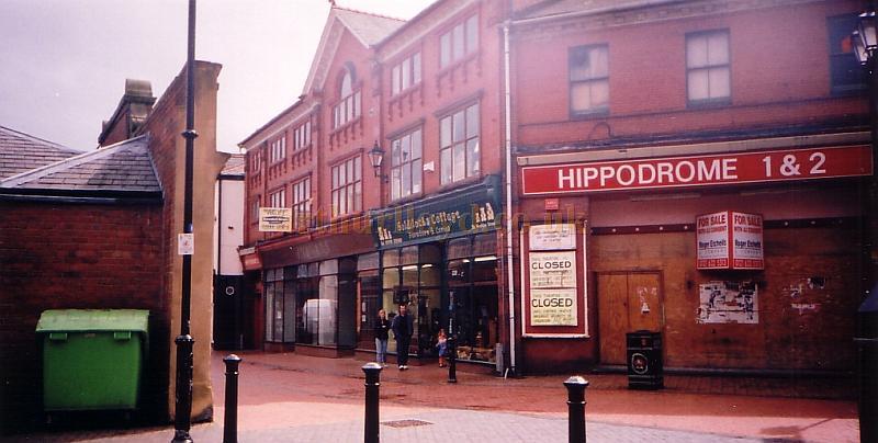 The Wrexham Hippodrome in June 2002 with 'Closed' and 'For Sale' notices plastered on its walls - Photo Paul Hamblet 02