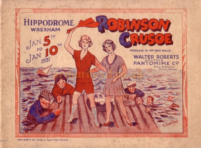 A programme for 'Robinson Crusoe' at the Wrexham Hippodrome in January 1931