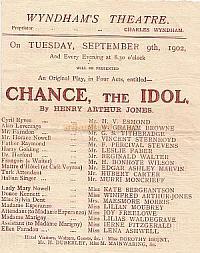 Programme for 'Chance, The Idol' at the Wyndham's Theatre September 9th 1902.